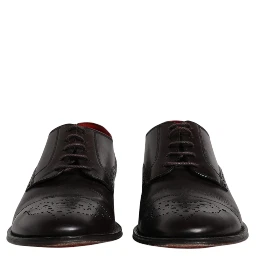Black Calfskin Leather Derby Men Dress Shoes