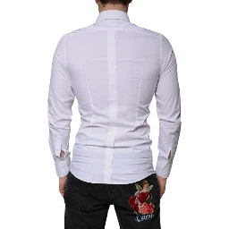 White Cotton Long Sleeve GOLD Dress Shirt