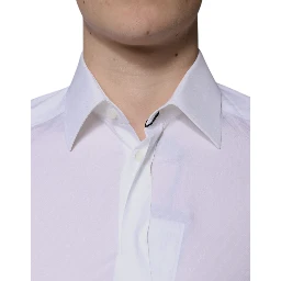 White Cotton Long Sleeve GOLD Dress Shirt