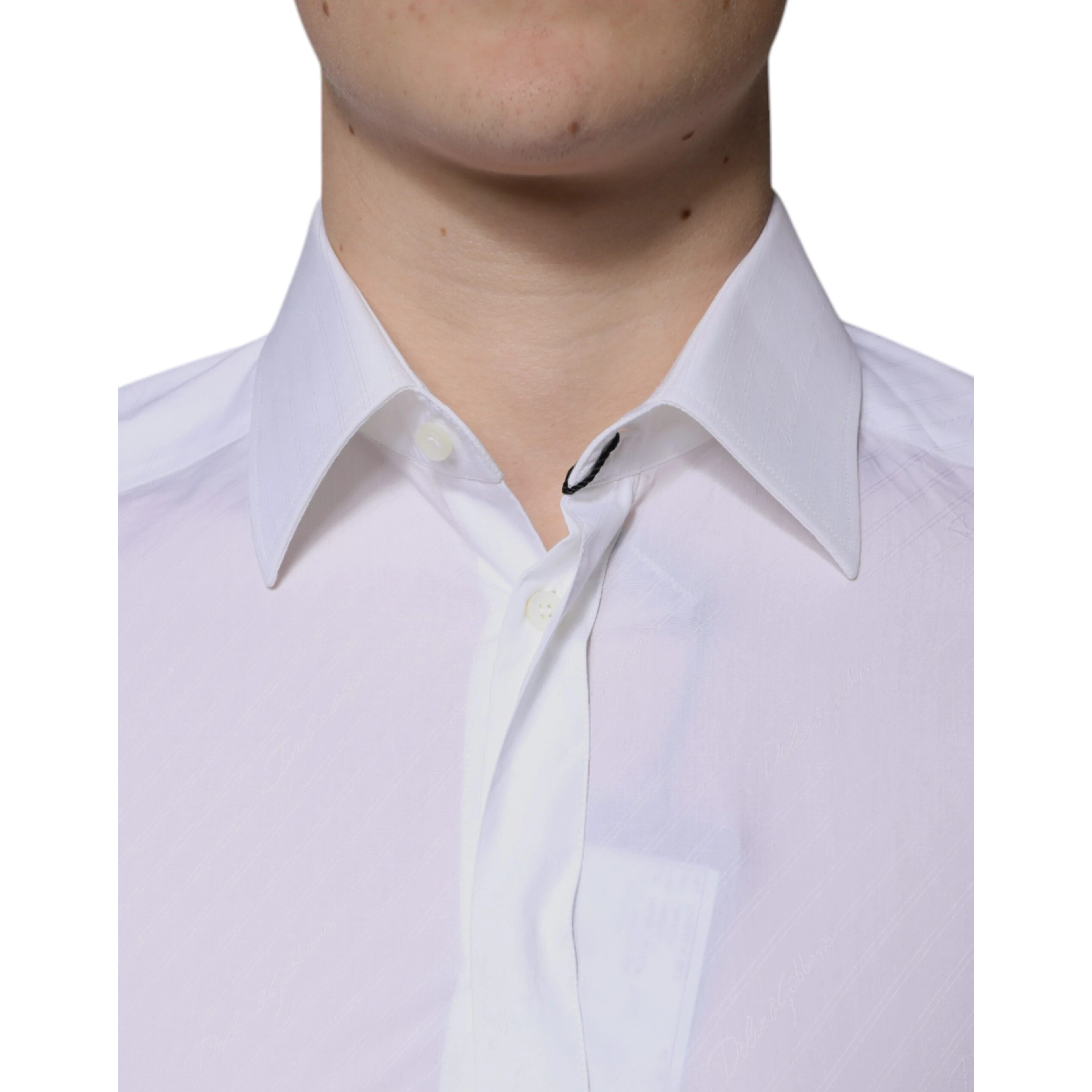 White Cotton Long Sleeve GOLD Dress Shirt