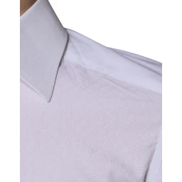 White Cotton Long Sleeve GOLD Dress Shirt