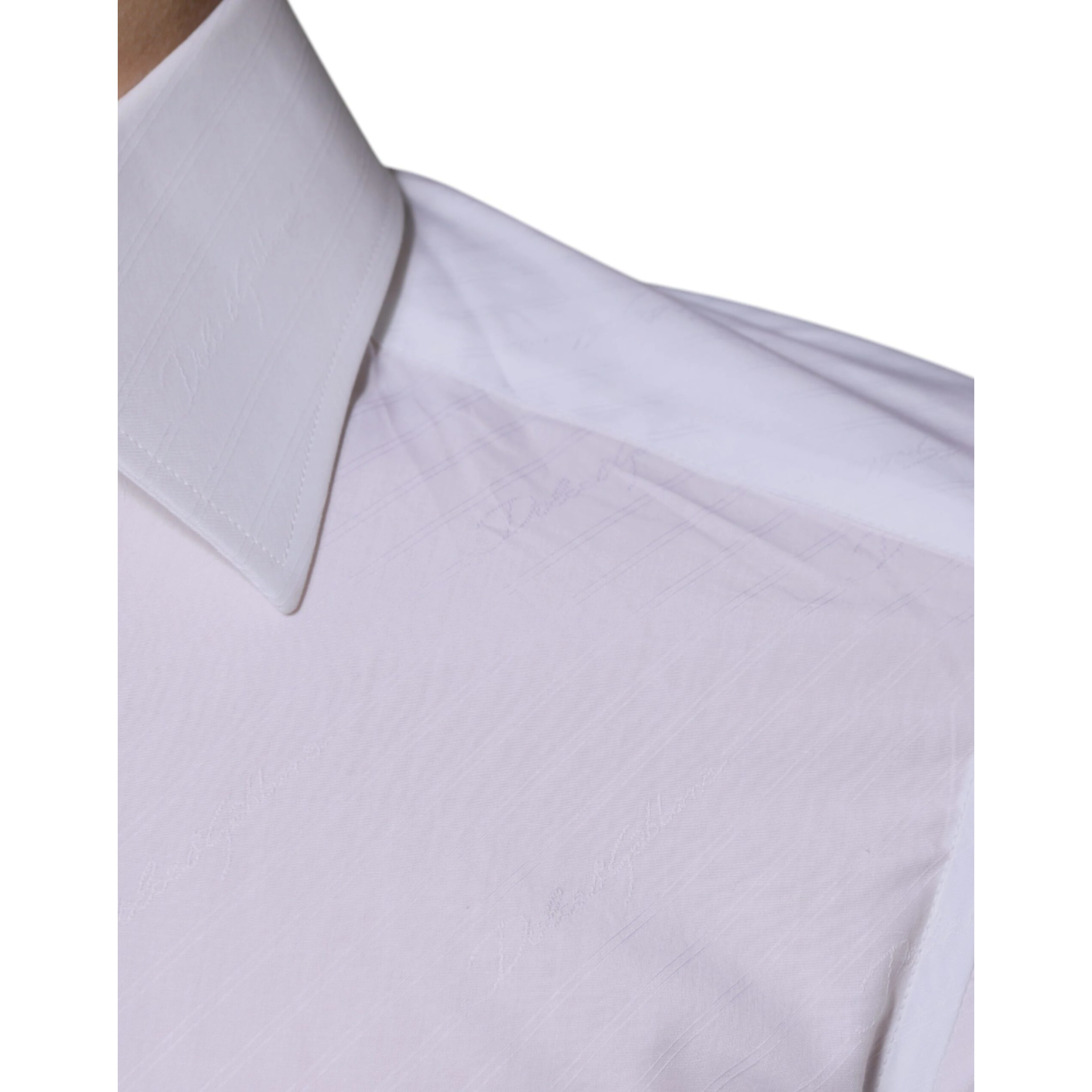 White Cotton Long Sleeve GOLD Dress Shirt