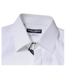 White Cotton Long Sleeve GOLD Dress Shirt