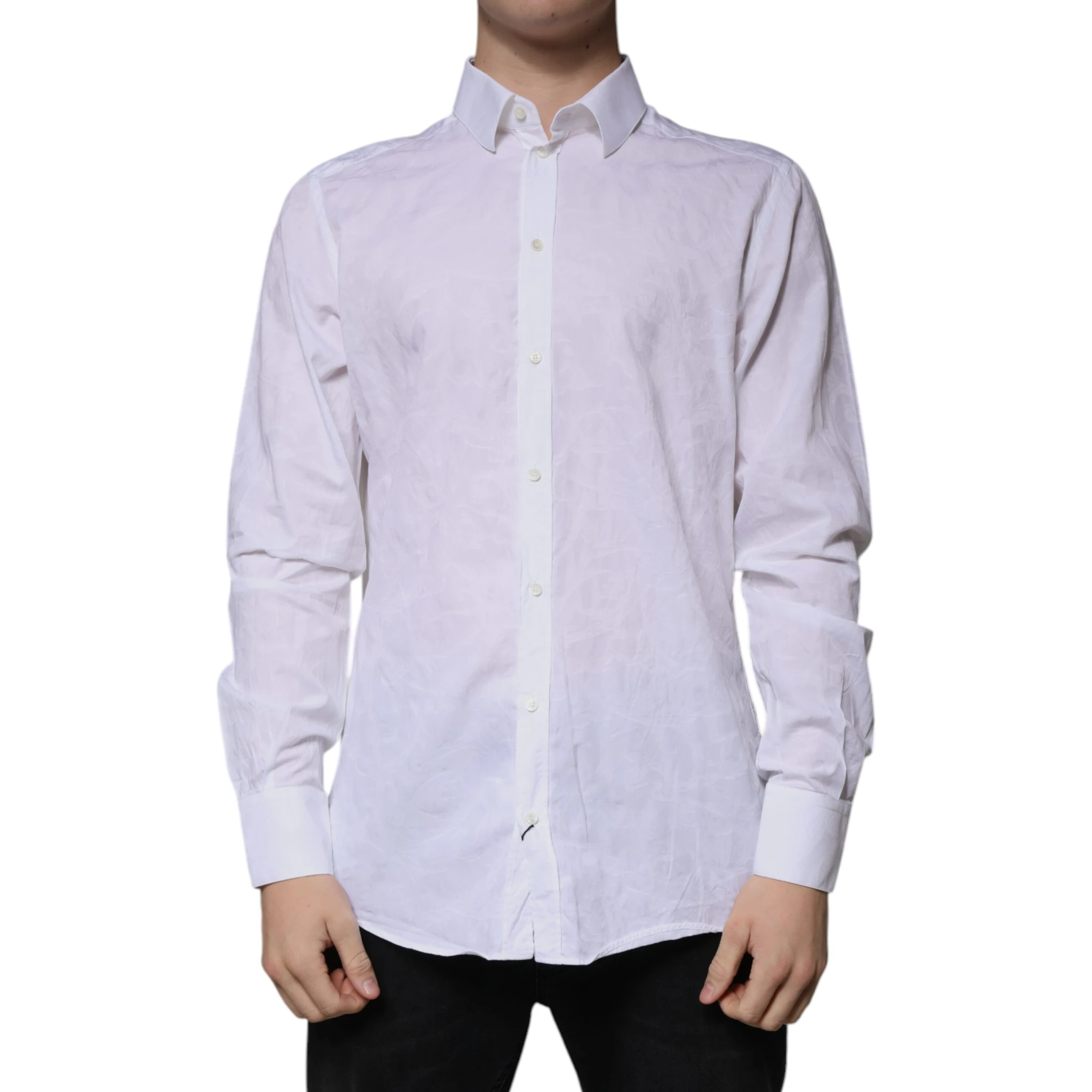 White Cotton Slim Fit Men MARTINI Dress Shirt