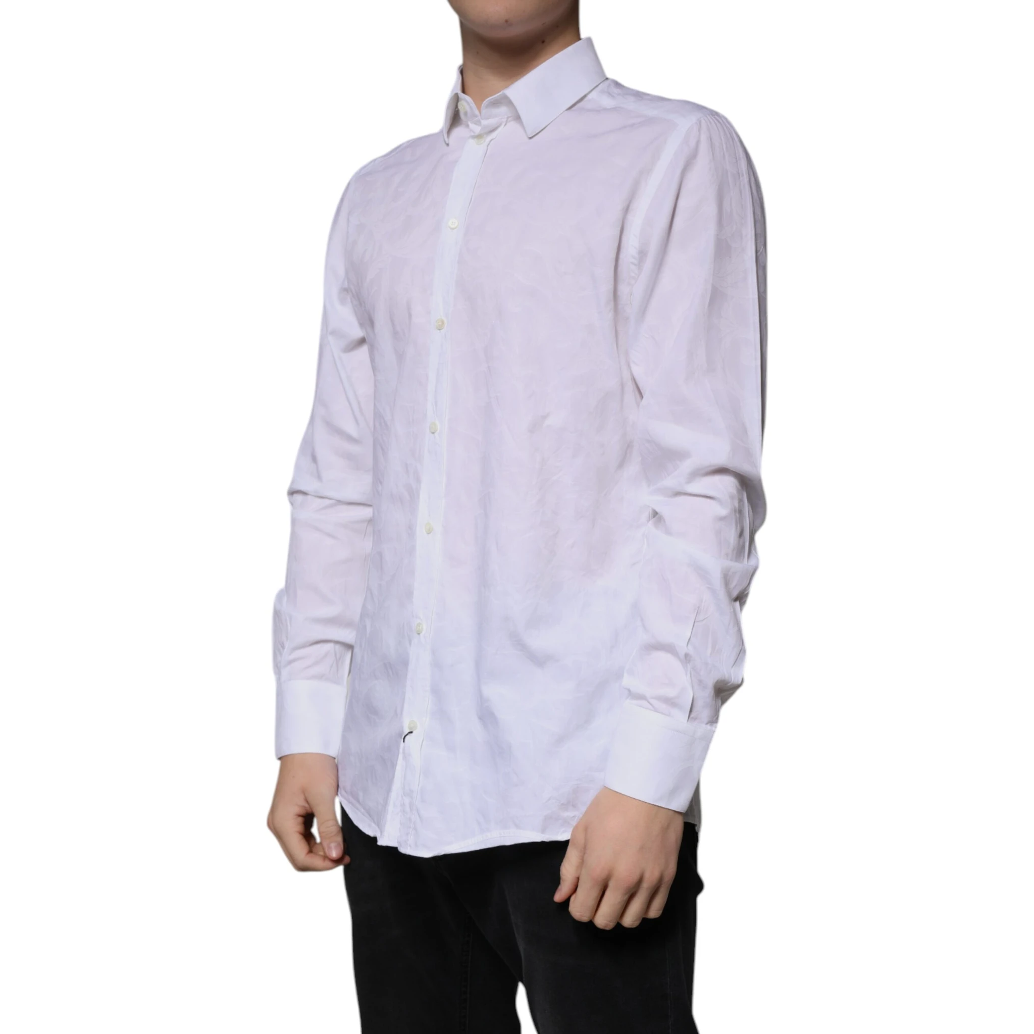 White Cotton Slim Fit Men MARTINI Dress Shirt