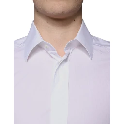 White Cotton Slim Fit Men GOLD Dress Shirt