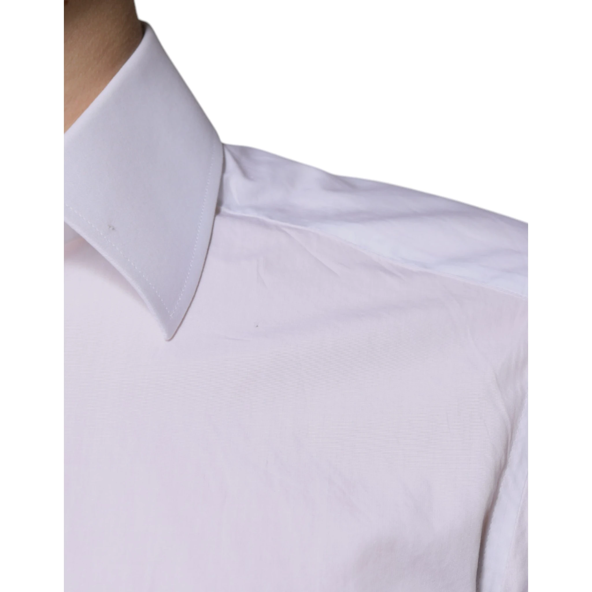 White Cotton Slim Fit Men GOLD Dress Shirt