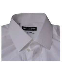 White Cotton Slim Fit Men GOLD Dress Shirt
