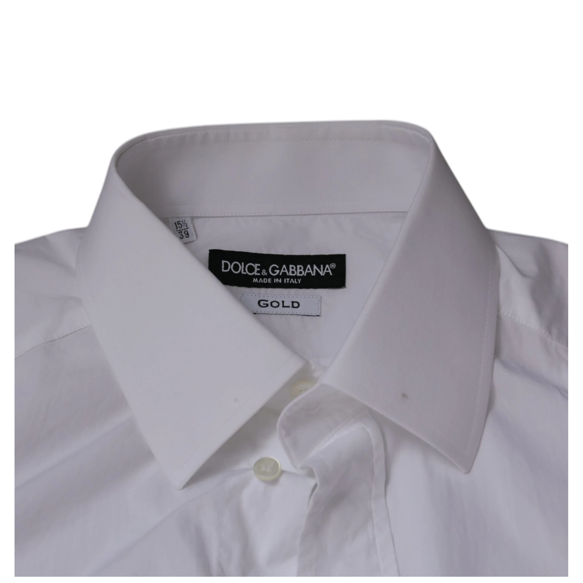 White Cotton Slim Fit Men GOLD Dress Shirt