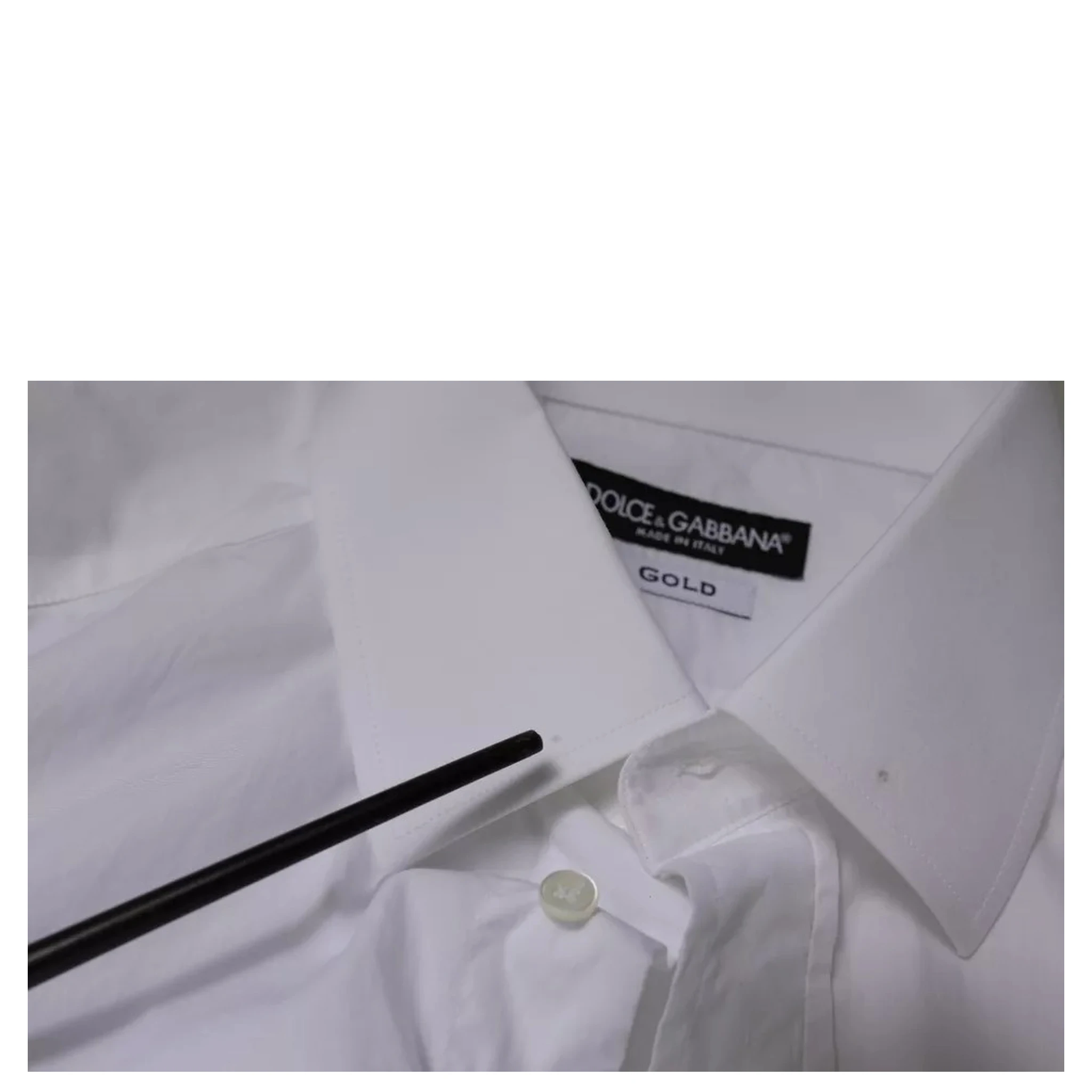 White Cotton Slim Fit Men GOLD Dress Shirt