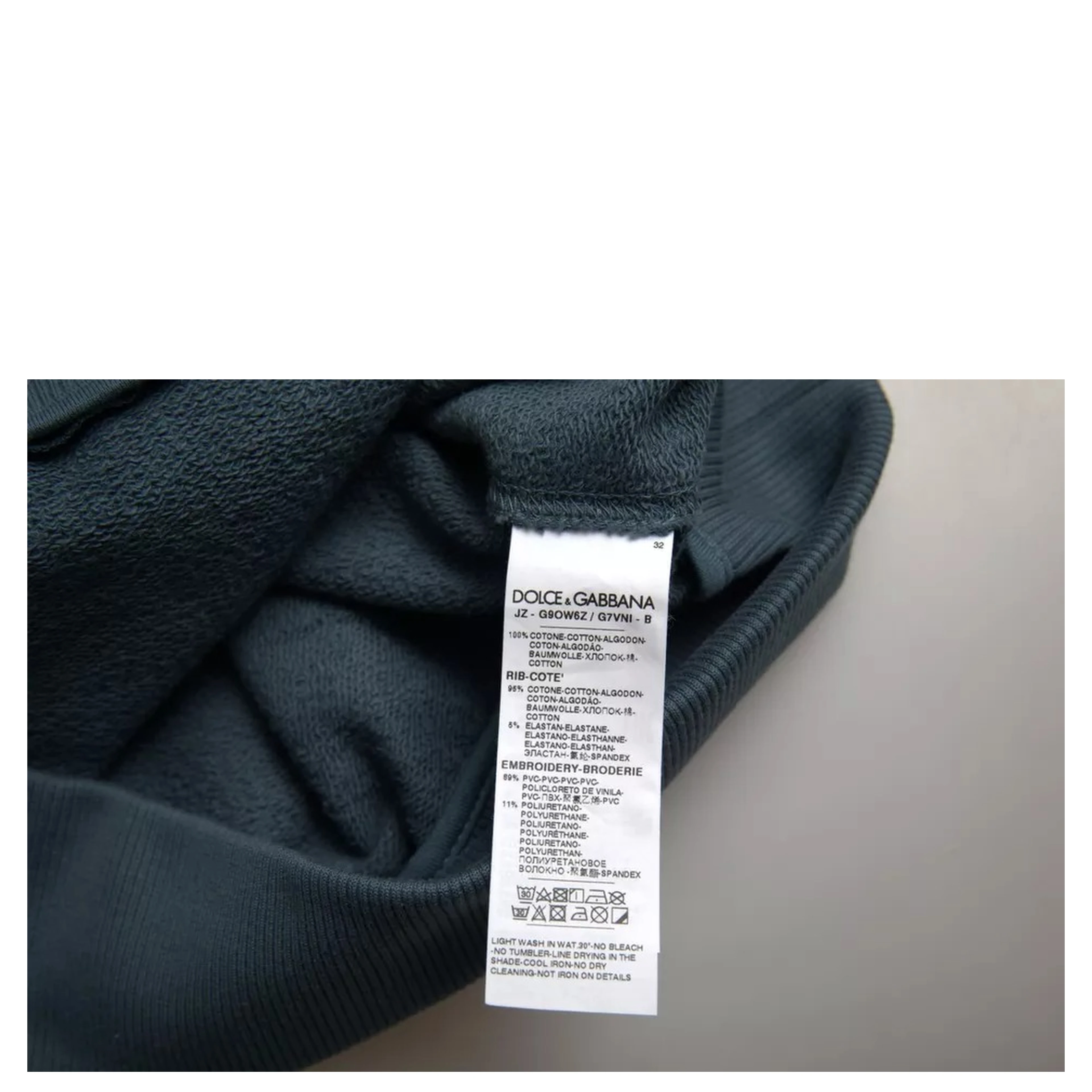 Blue Cotton Logo Patch Crew Neck Men Pullover Sweater