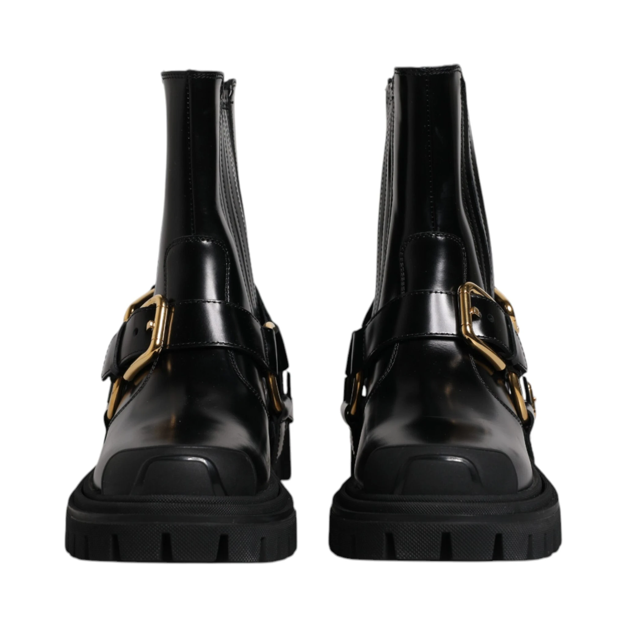 Black Leather Slip On Stretch Trekking Boots Shoes