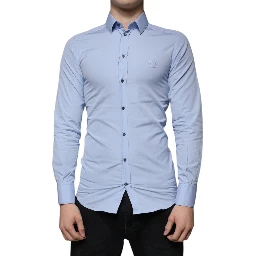 Light Blue Cotton Slim Fit GOLD Dress Shirt
