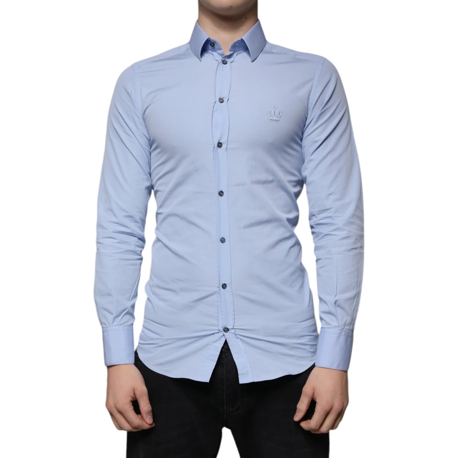 Light Blue Cotton Slim Fit GOLD Dress Shirt