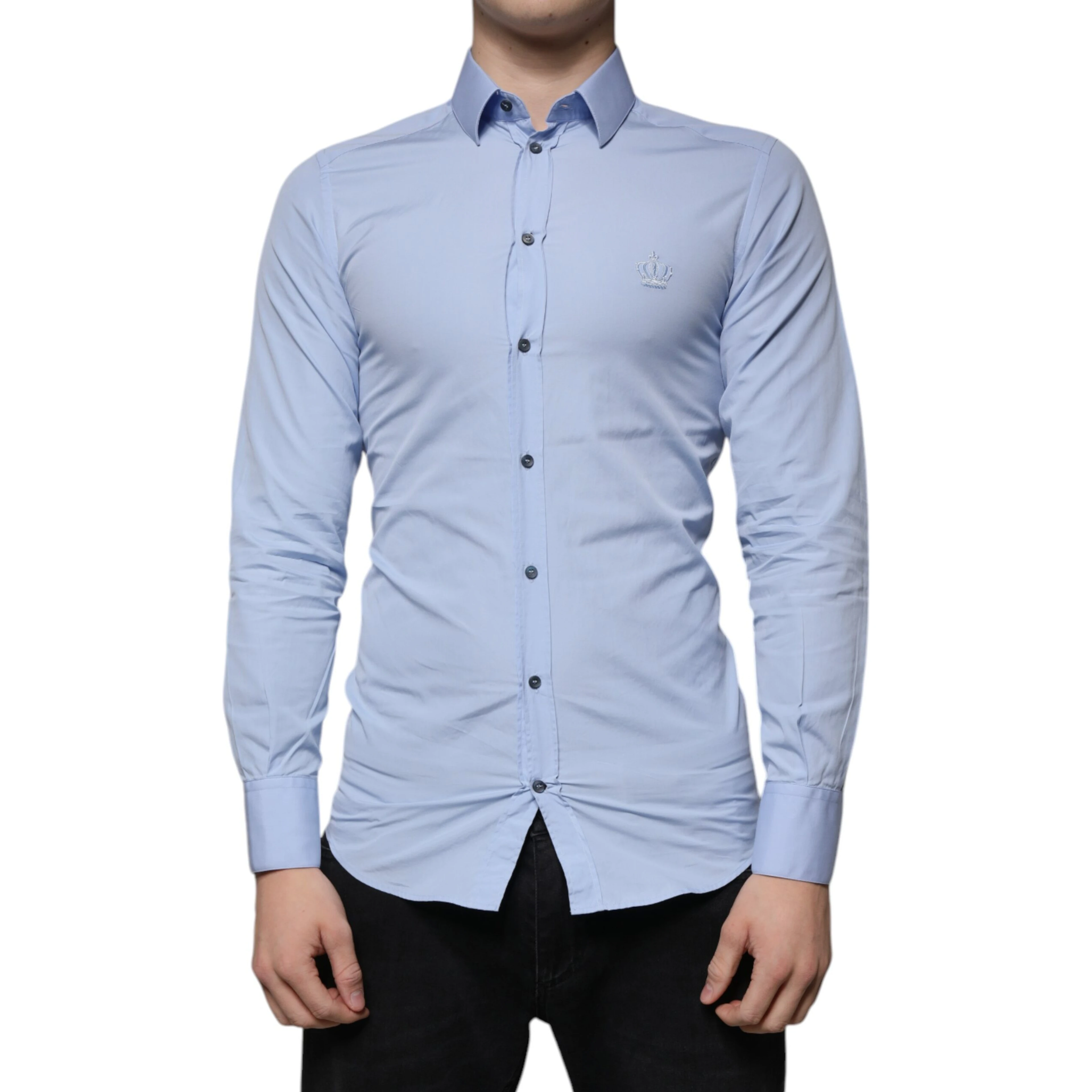 Light Blue Cotton Slim Fit GOLD Dress Shirt