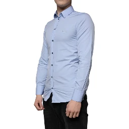 Light Blue Cotton Slim Fit GOLD Dress Shirt