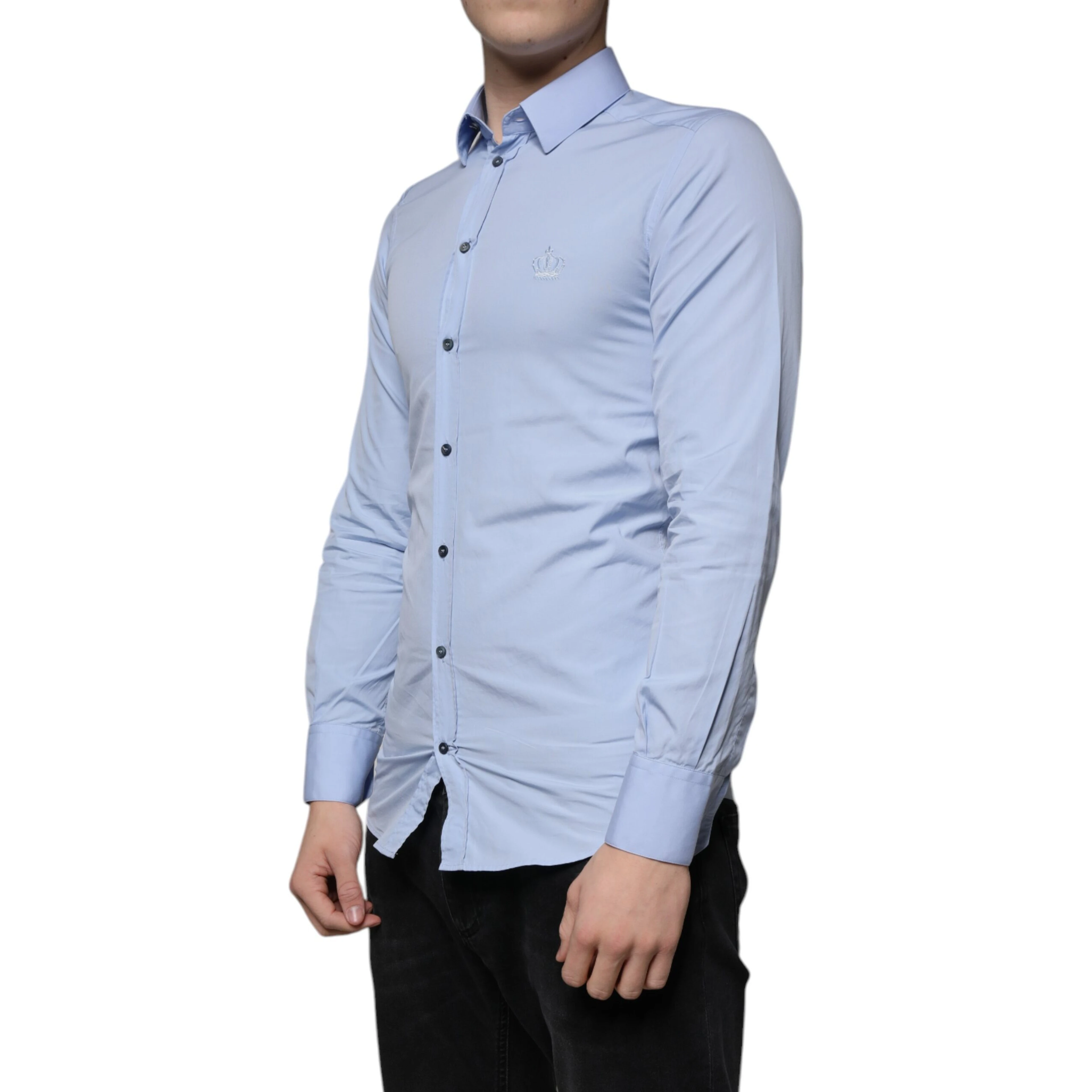 Light Blue Cotton Slim Fit GOLD Dress Shirt