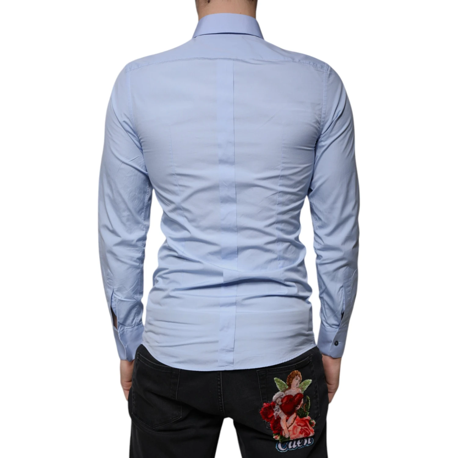 Light Blue Cotton Slim Fit GOLD Dress Shirt