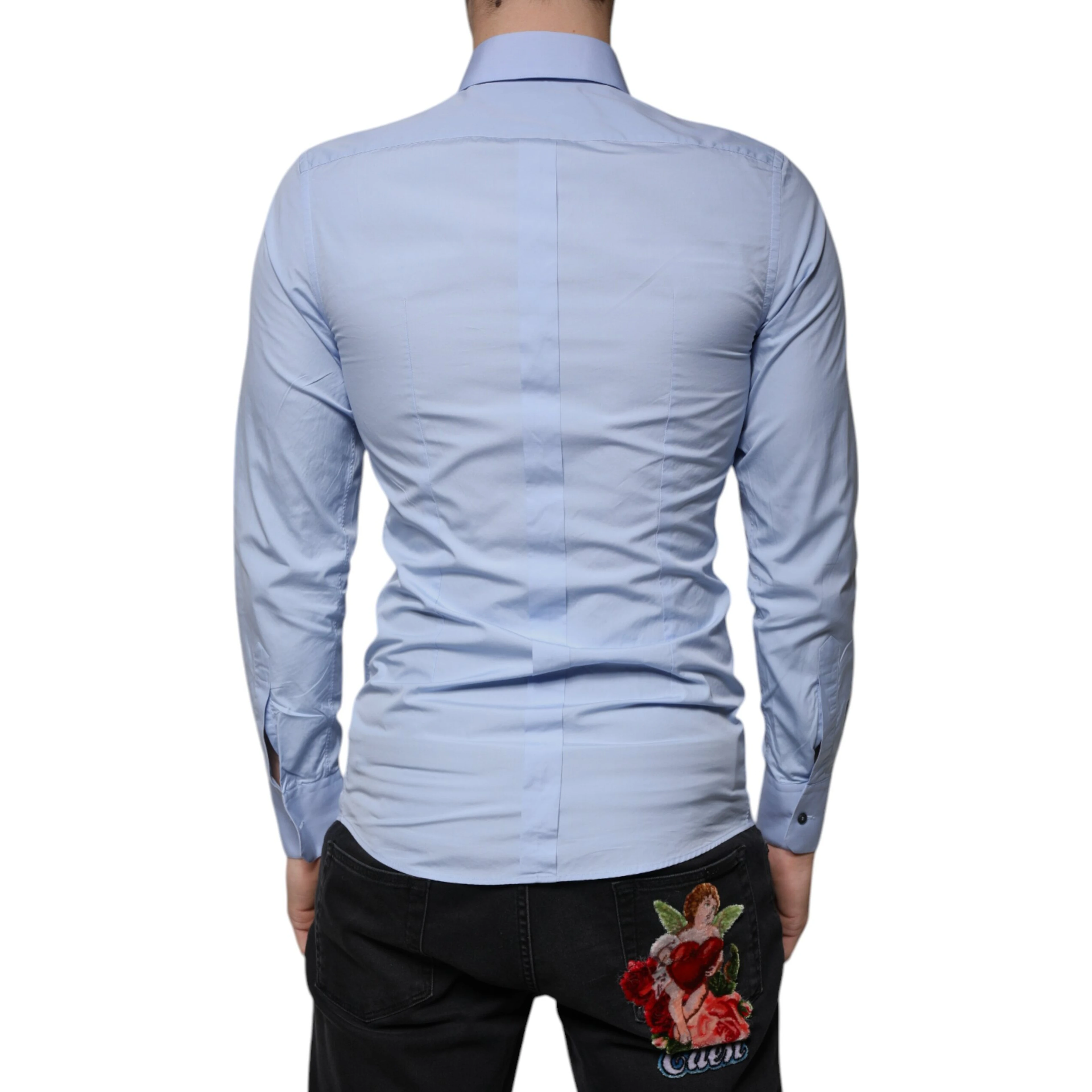 Light Blue Cotton Slim Fit GOLD Dress Shirt