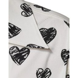 White Heart Print Short Sleeve Casual Shirt