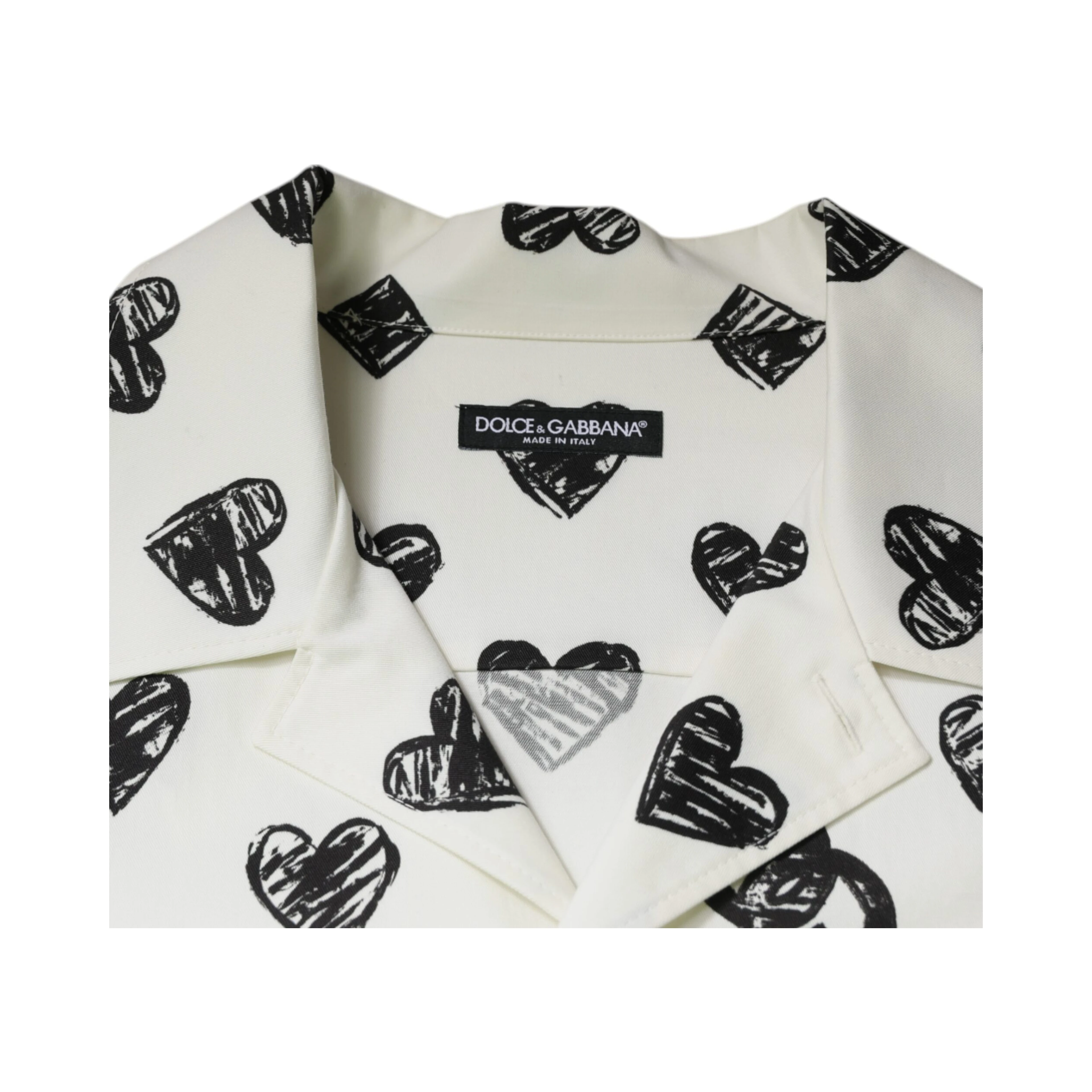 White Heart Print Short Sleeve Casual Shirt