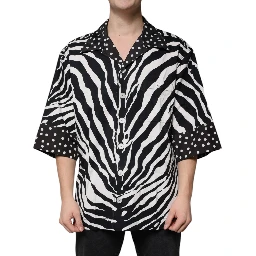 Black White Zebra Button Down Oversize Shirt