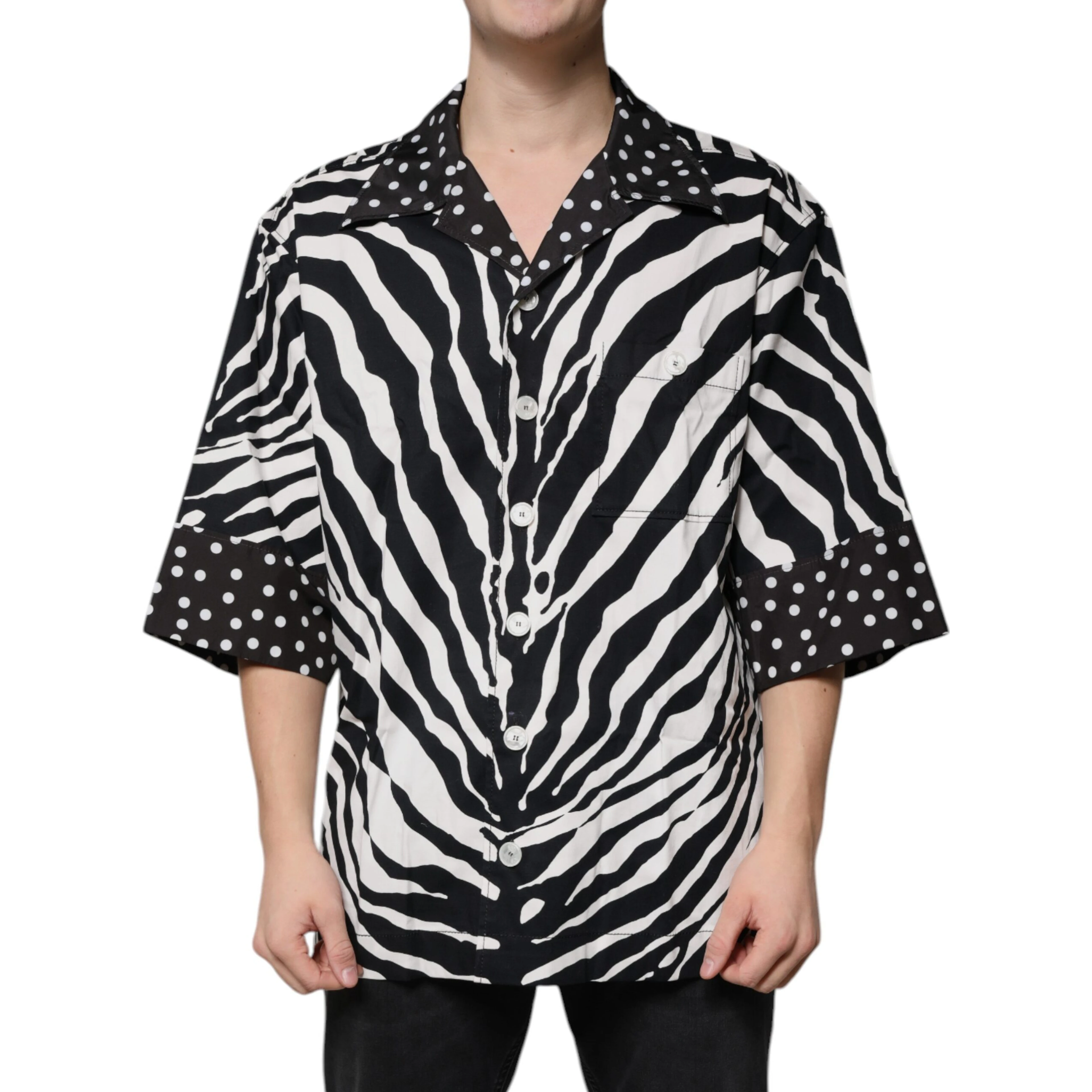 Black White Zebra Button Down Oversize Shirt