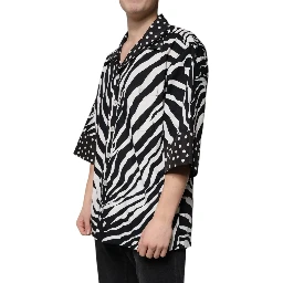 Black White Zebra Button Down Oversize Shirt