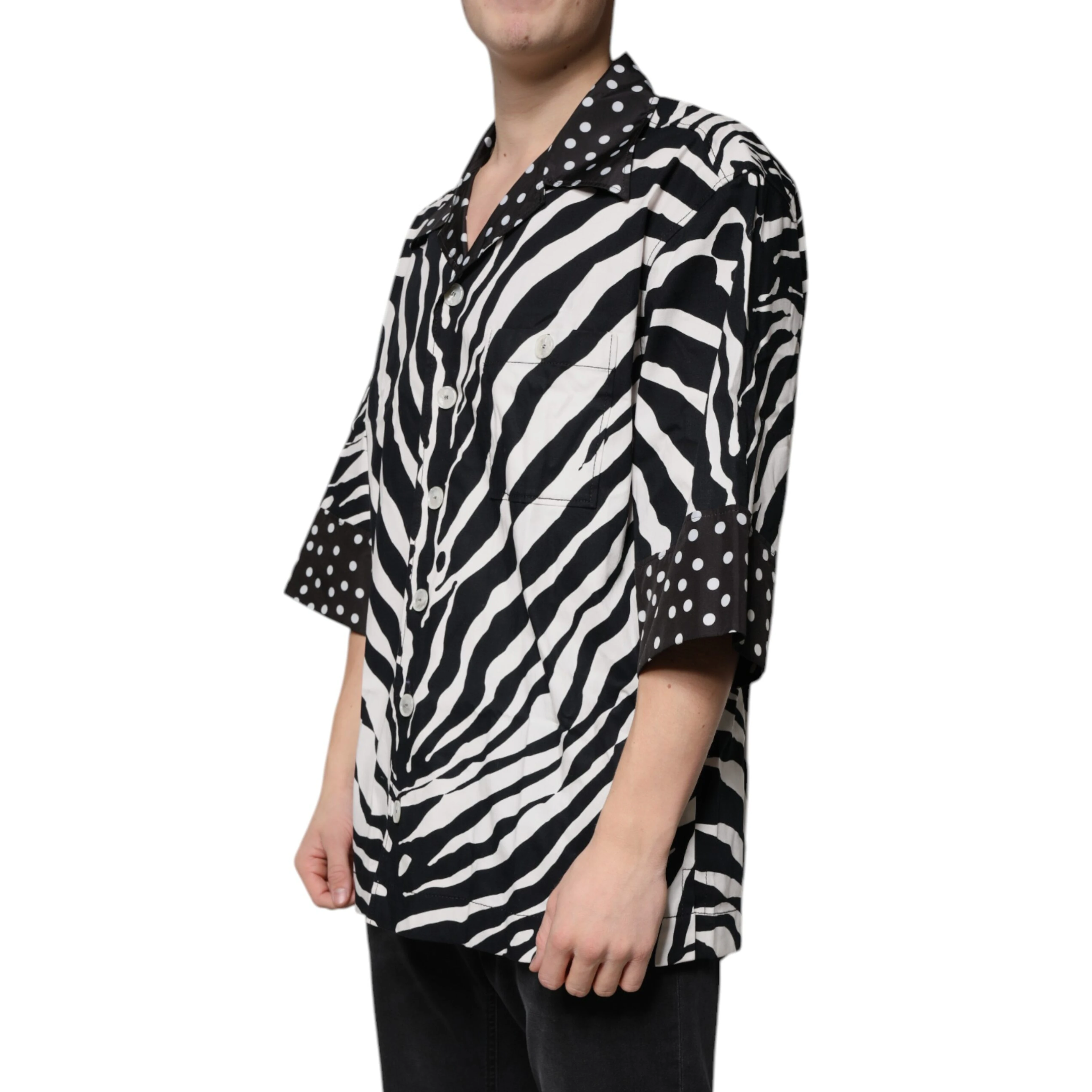 Black White Zebra Button Down Oversize Shirt
