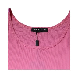 Pink Cotton Round Neck Sleeveless T-shirt