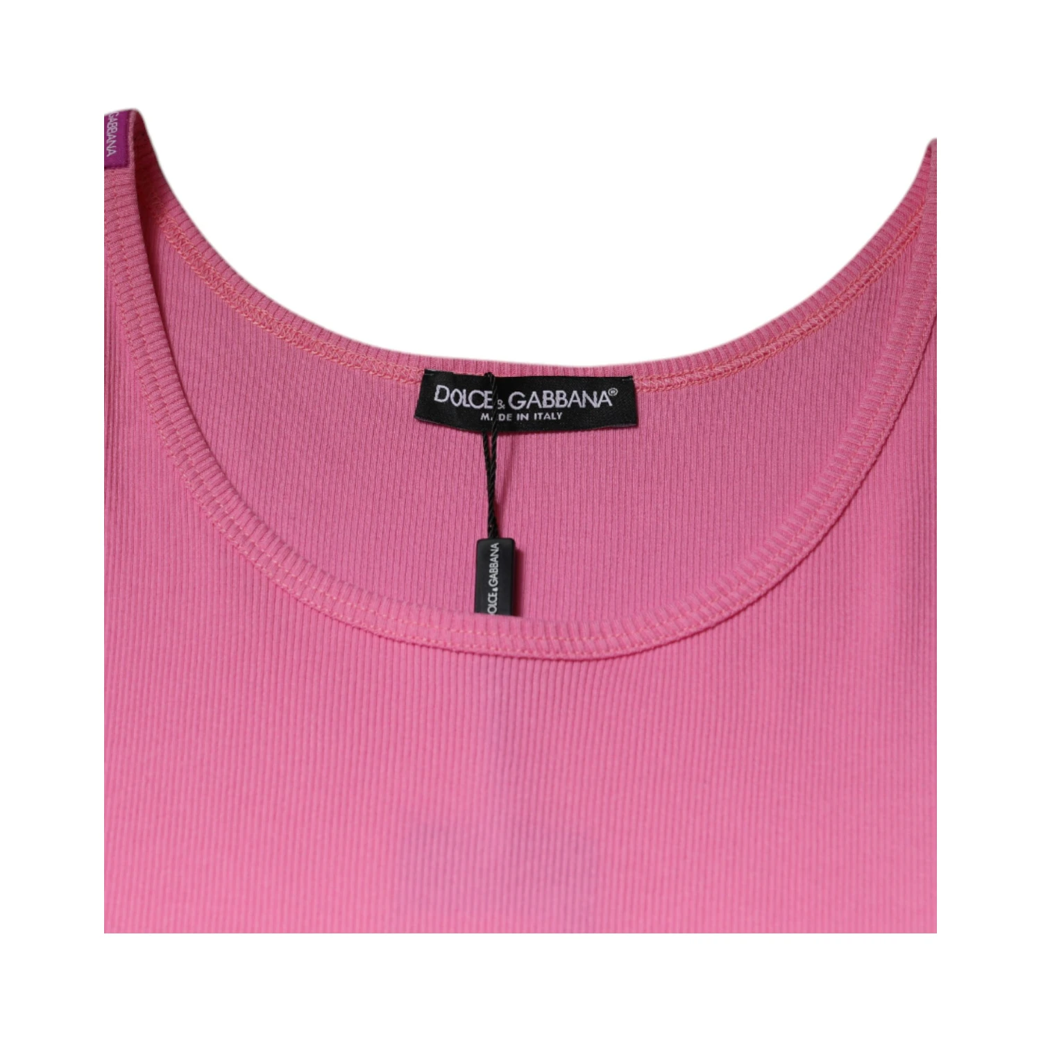 Pink Cotton Round Neck Sleeveless T-shirt