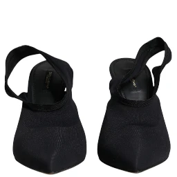 Black Jersey Stretch Heels Slingback Shoes