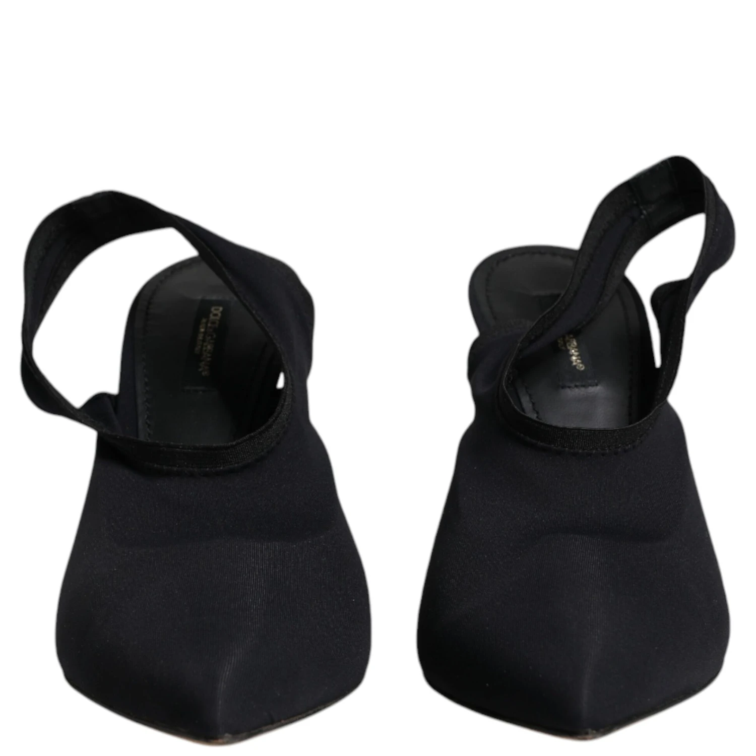 Black Jersey Stretch Heels Slingback Shoes