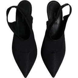 Black Jersey Stretch Heels Slingback Shoes