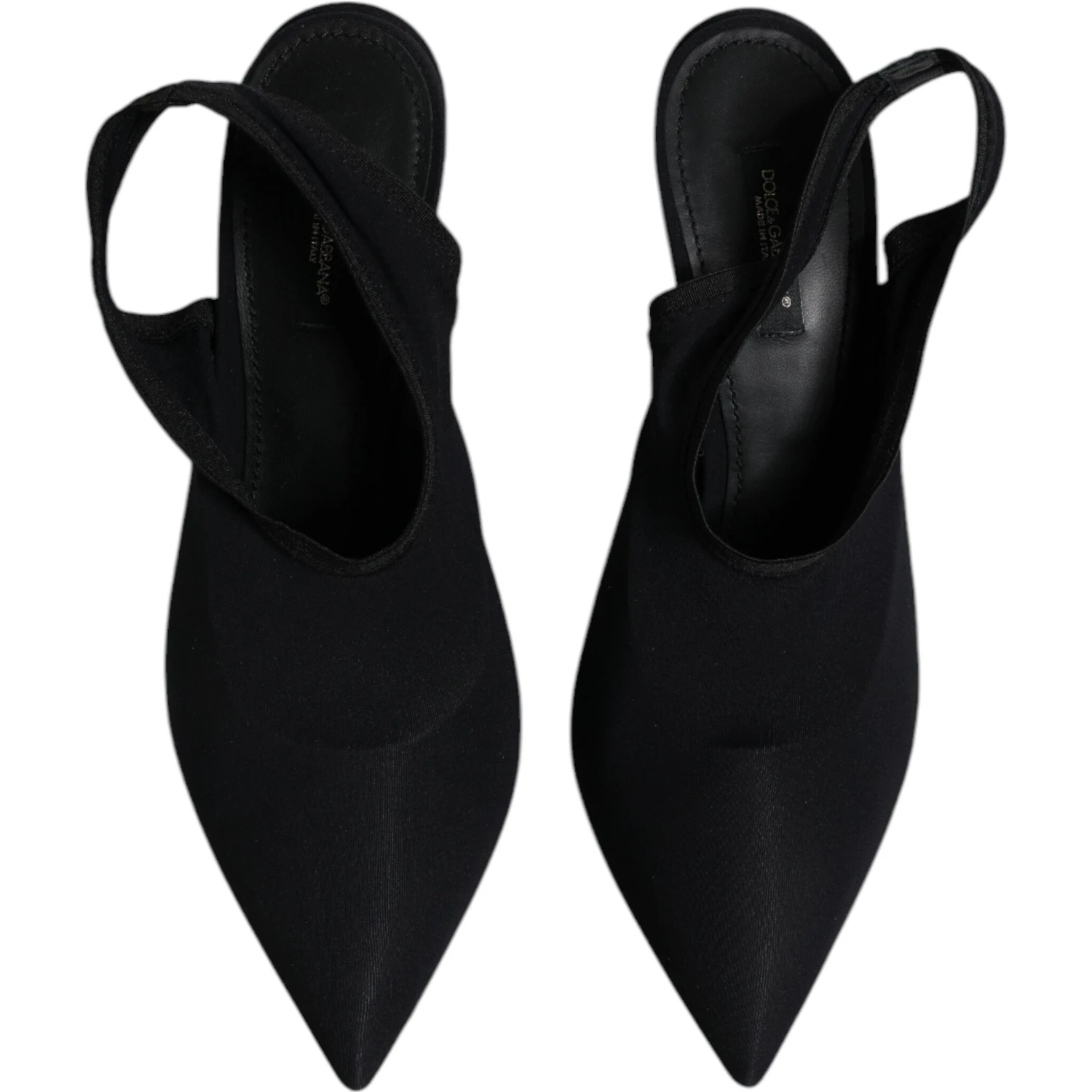 Black Jersey Stretch Heels Slingback Shoes
