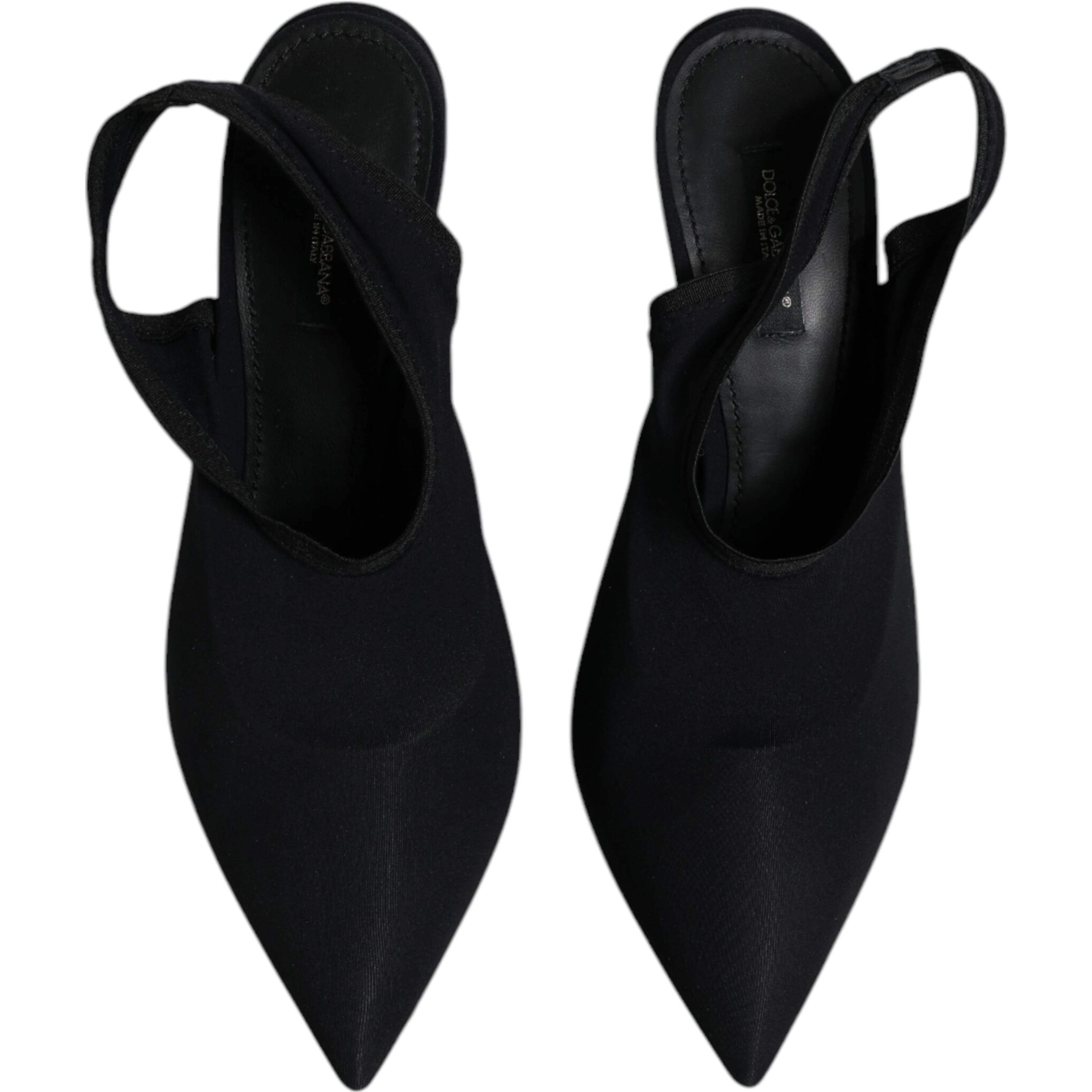 Black Jersey Stretch Heels Slingback Shoes