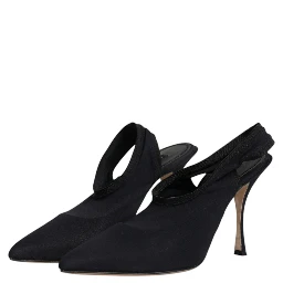 Black Jersey Stretch Heels Slingback Shoes