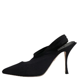 Black Jersey Stretch Heels Slingback Shoes