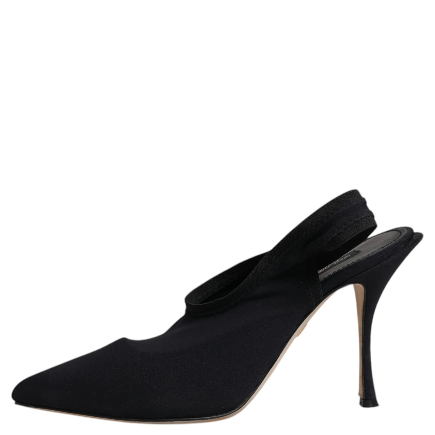 Black Jersey Stretch Heels Slingback Shoes