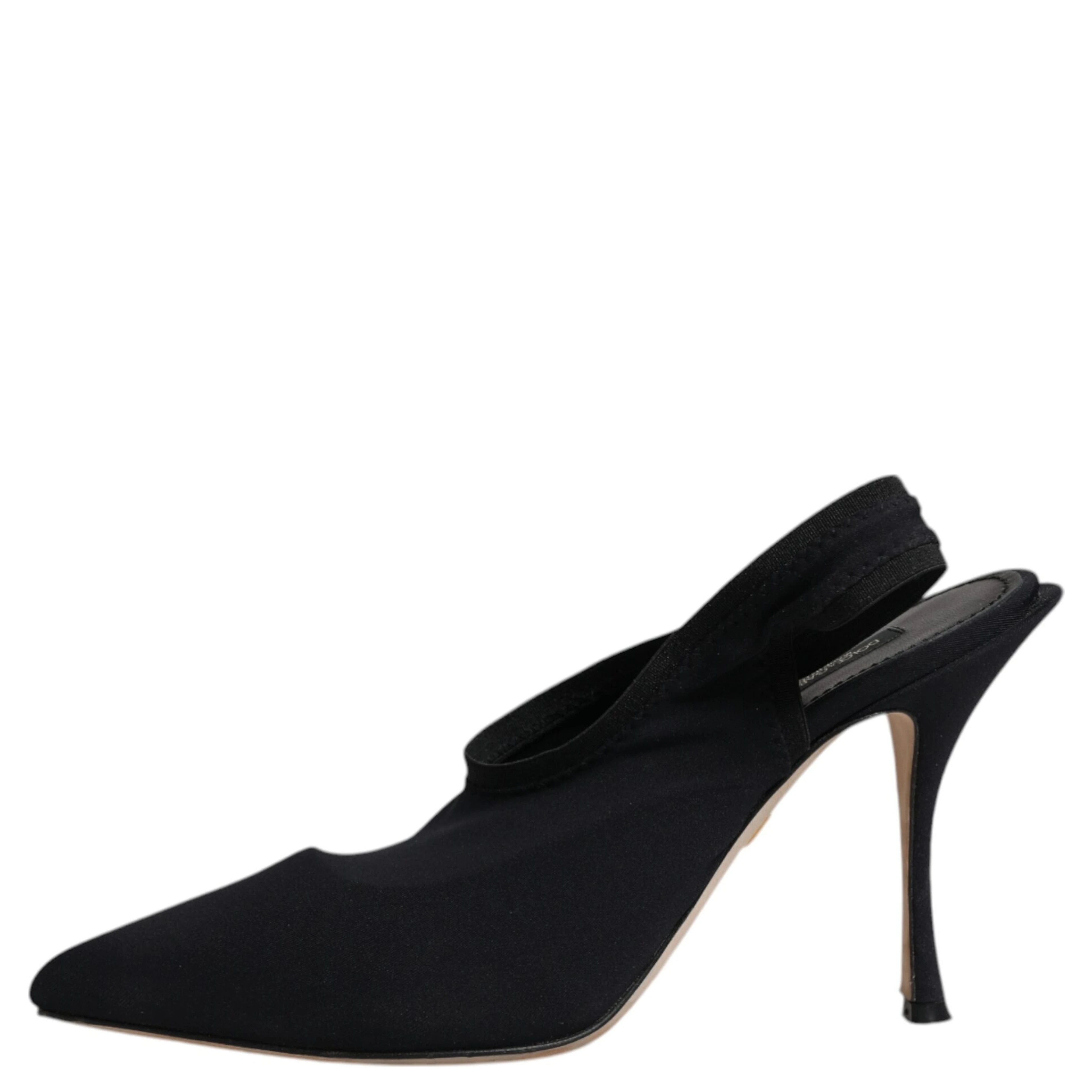 Black Jersey Stretch Heels Slingback Shoes