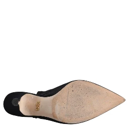 Black Jersey Stretch Heels Slingback Shoes
