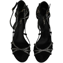 Black Strass Ankle Strap Heels Sandals Shoes