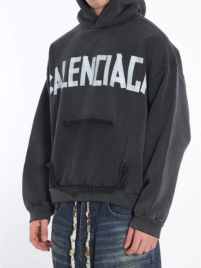 Ripped Pocket Tape Type hoodie