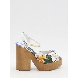 Floral platform sandals