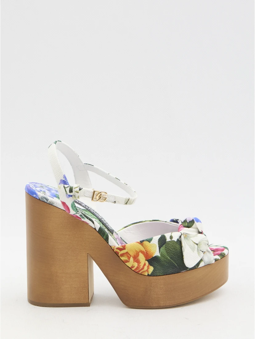 Floral platform sandals