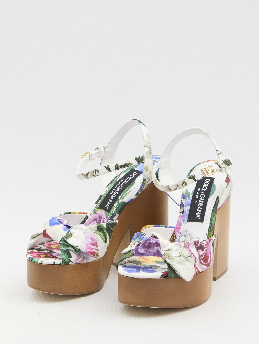 Floral platform sandals
