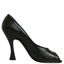 Green Leather Peep Toe Heels Pumps Shoes