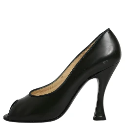Green Leather Peep Toe Heels Pumps Shoes