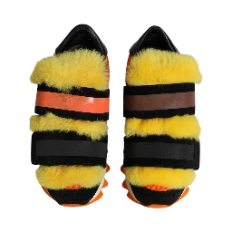 Multicolor Fur Embellished Sneakers Shoes