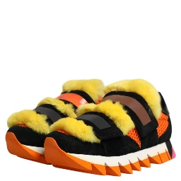 Multicolor Fur Embellished Sneakers Shoes